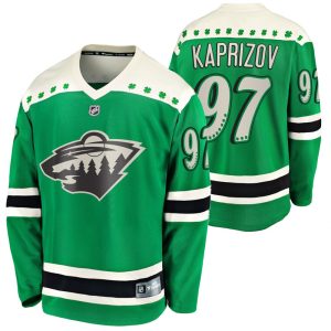 Miehille NHL Minnesota Wild Pelipaita Kirill kaprizov #97 2021 St. Patrick's Day Vihreä Player
